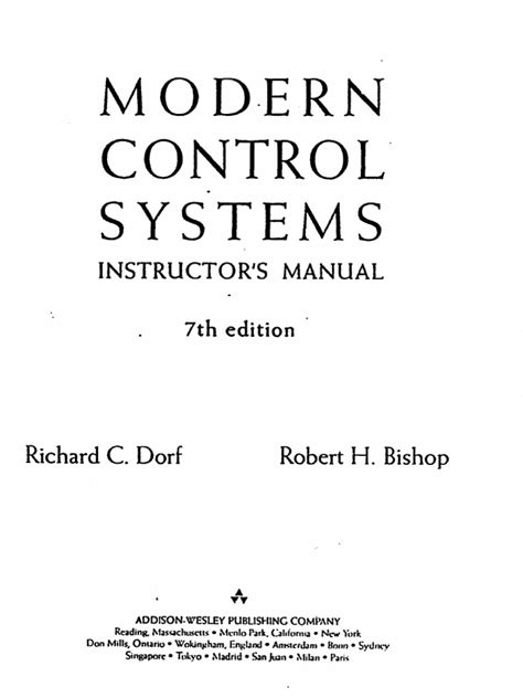 Modern Control Systems 7th Edition Answers