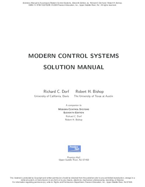 Modern Control Systems Solution Manual
