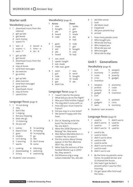 Modern English Answer Key
