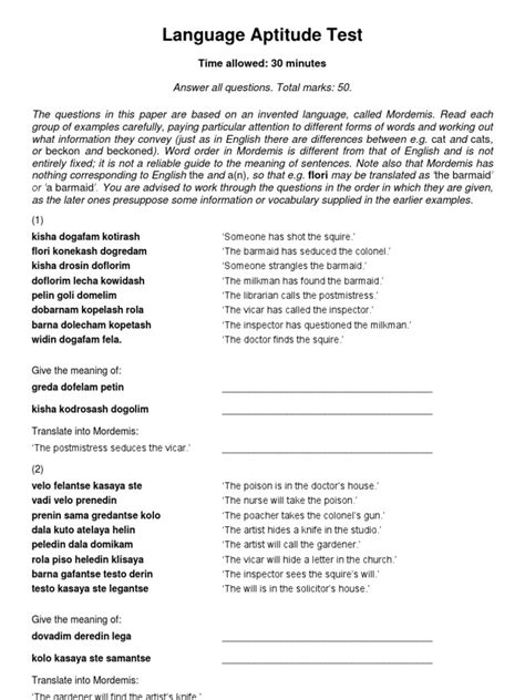 modern language aptitude test sample questions