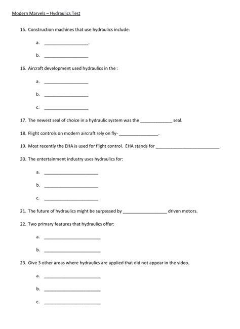 modern marvels hydraulics answer key