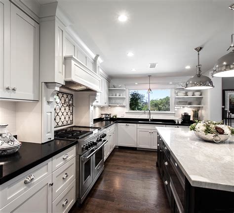 Modern White Kitchen Cabinets With Black Countertops