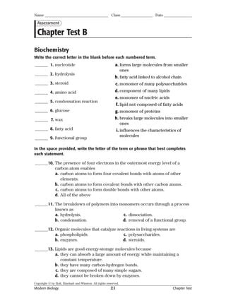 Full Download Modern Biology Chapter Tests With Answer Key 