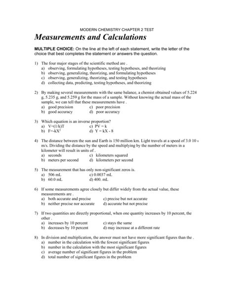 Download Modern Chemistry Chapter 2 Test 