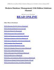 Read Online Modern Database Management 11Th Edition Free 