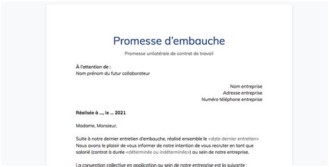 Modèle Promesse D'embauche