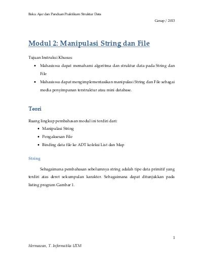 Read Modul 2 Manipulasi String Dan File 