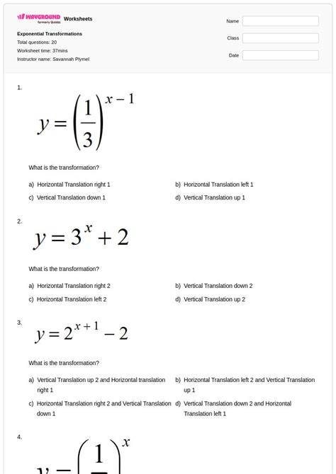 Module 12 Exponential Fuctions Quiz Answer Key