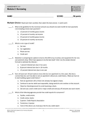 Module 2 Borrowing Answer Key