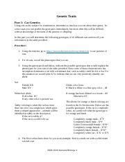 Module 5 Lab 1 Genetic Traits Instructions And Human Genetic Traits Worksheet - Human Genetic Traits Worksheet
