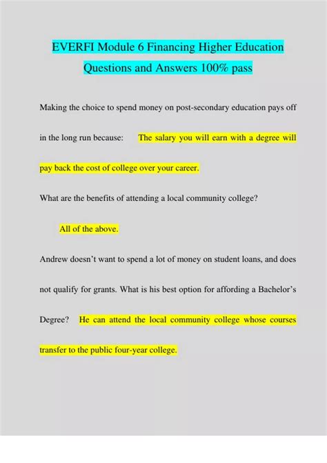 Module 6 Financing Higher Education