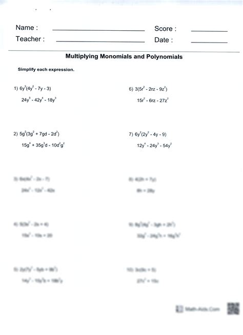 Full Download Module Polynomials Lesson 1 Multiplying Monomials Answers 