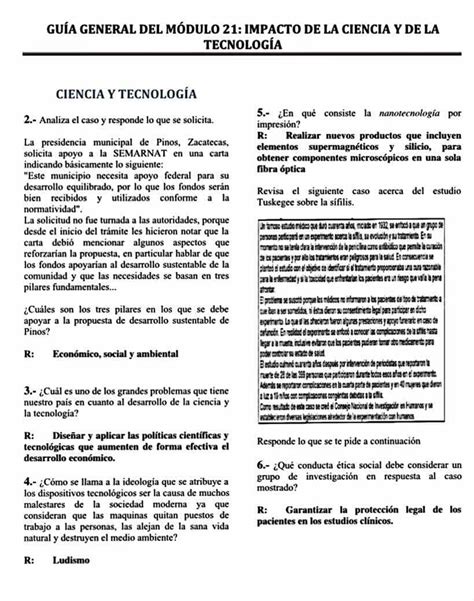 Modulo 21 Impacto De La Ciencia Y La Tecnolog A