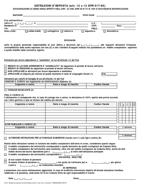 modulo detrazioni inpdap
