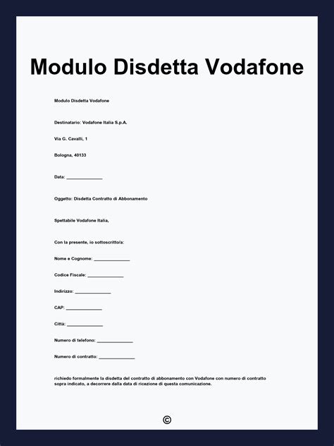 Modulo Disdetta Vodafone Pdf