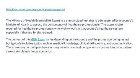 moh exam model question paper pharmacist
