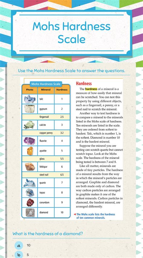 Mohs Hardness Scale Worksheets Learny Kids Mohs Scale Worksheet - Mohs Scale Worksheet