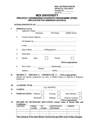 Moi University Application Form For Nursing