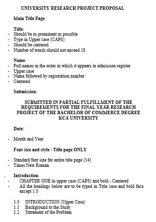 Moi University Research Proposal