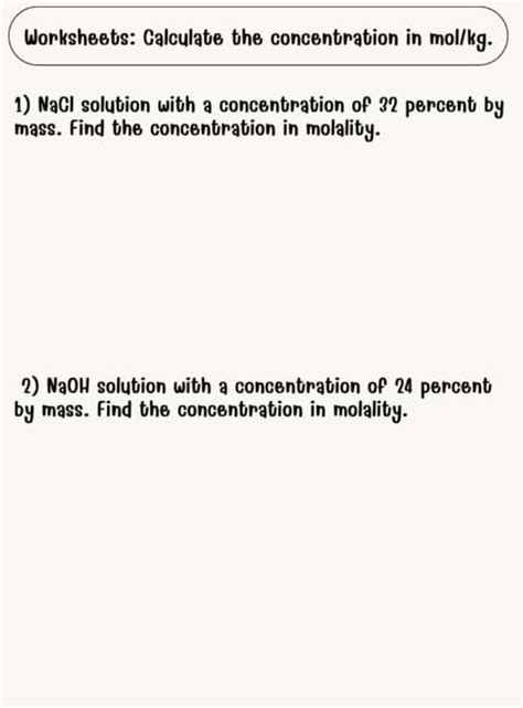 Molality Answers Key