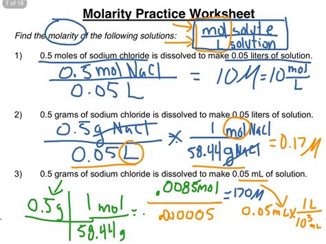 Molarity Practice Problems With Answers