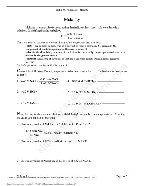 Full Download Molarity And Molality Notes Answer Key 