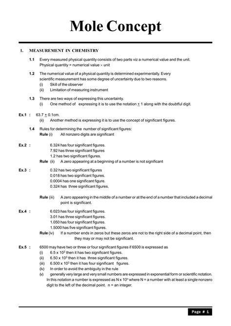 Mole Concept Class 11 Questions