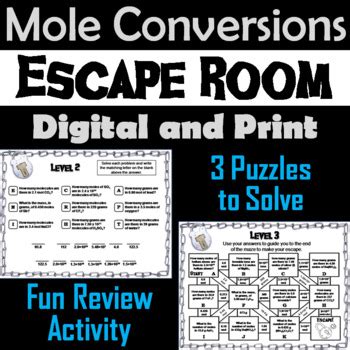 Mole Conversions Escape Room Answer Key