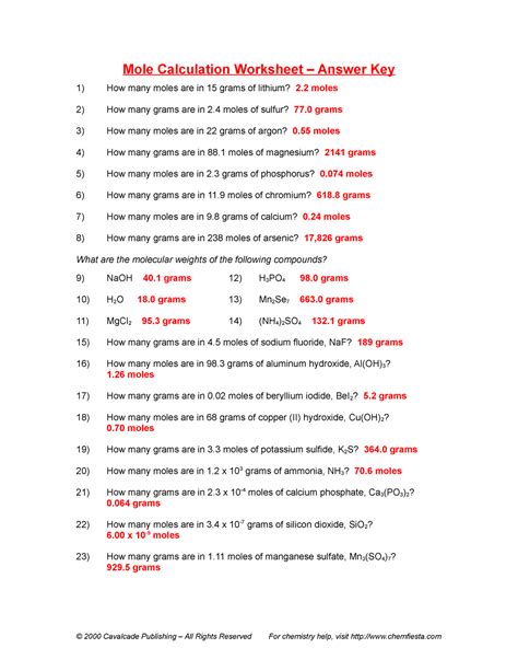 Mole Hole Game Answer Key For Chemistry