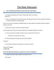 Mole Webquest Answer Key