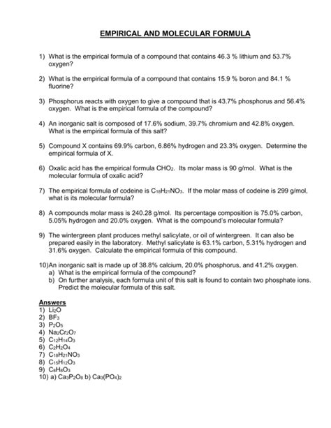Molecular Formula Practice Test Questions Thoughtco Chemistry Molecular Formula Worksheet - Chemistry Molecular Formula Worksheet