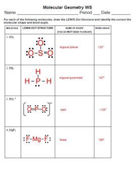 Molecular Geometry Worksheet By Chem Queen Tpt Molecular Mathematics Worksheet - Molecular Mathematics Worksheet