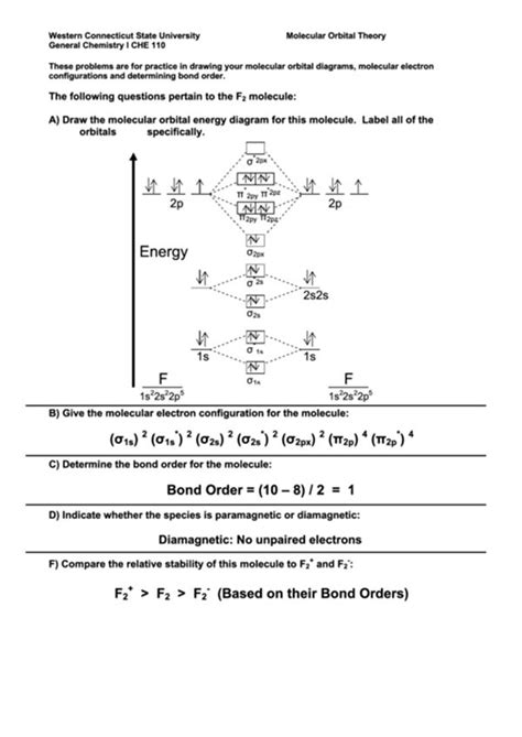 molecular orbital diagram practice problems with answers