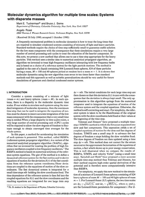 Full Download Molecular Dynamics Algorithm For Multiple Time Scales 