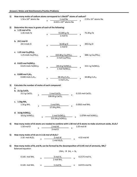 Full Download Moles And Stoichiometry Practice Problems Answers 