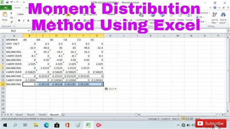 moment distribution method using excel