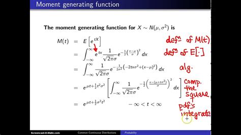 Moment Generating Function Normal