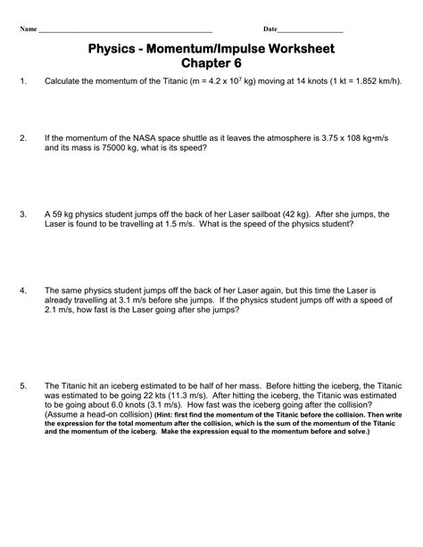 Momentum Problems Worksheet Answers And Physics Archive Physics Momentum Worksheet - Physics Momentum Worksheet