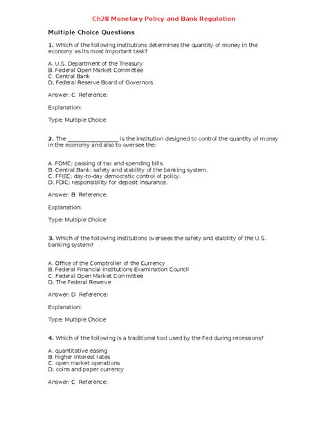 monetary policy essay questions
