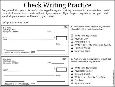 Money Worksheets Writing A Check Worksheets Math Aids Check Writing Practice For Students - Check Writing Practice For Students