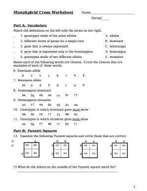 Monohybrid Cross Practice Answer Key