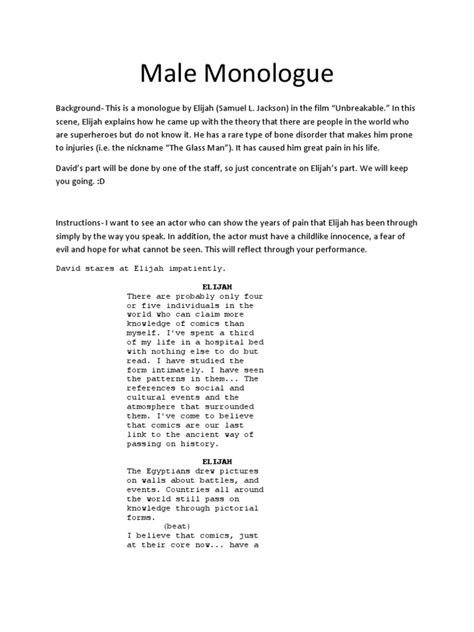 Monologue Male Comedy