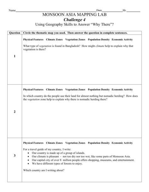 monsoon asia mapping lab answer key