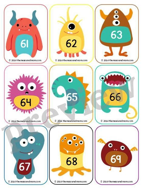 Monster Number Cards 1 130 The Measured Mom Printable Number Cards 120 - Printable Number Cards 120