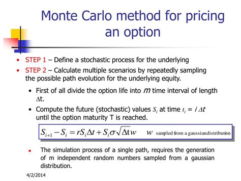 monte carlo simulation formula for pricing options