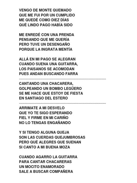 Monte Quemado Letra