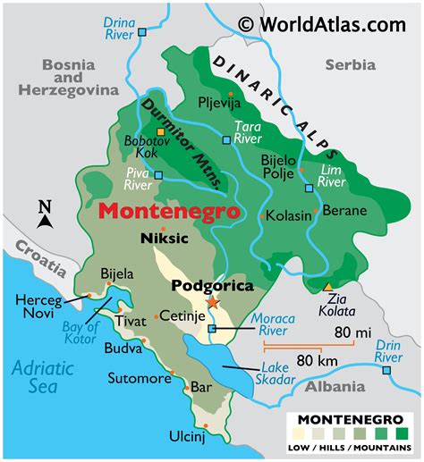 montenegro on world map