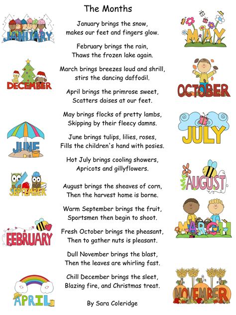 Month Poems Discover Poetry Months Of The Year Poem Printable - Months Of The Year Poem Printable
