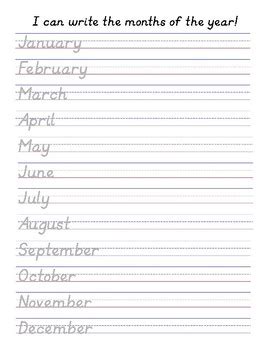 Months Of The Year Handwriting Practice Regular Amp Months Of The Year Writing Practice - Months Of The Year Writing Practice