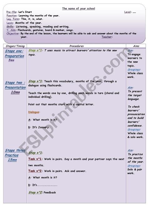 Months Of The Year Lesson Plan Esl Kidstuff Months Of The Year Activities - Months Of The Year Activities